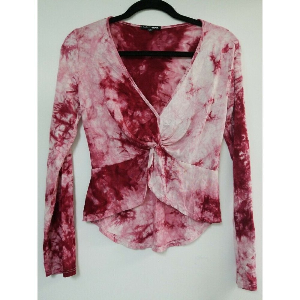 Women's Blouse Top pink tide dyed -with a twist.